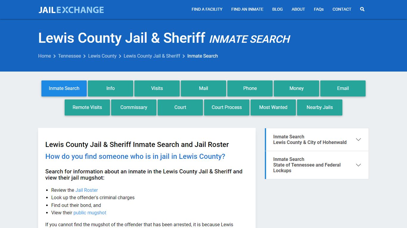 Inmate Search: Roster & Mugshots - Lewis County Jail & Sheriff, TN